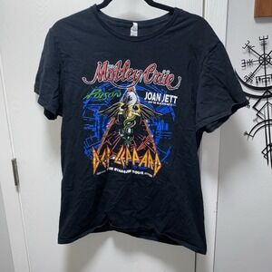 Motley Crue Def Leppard Posion Joan‎ Jett Rock Band Tour Concert T-Shirt  L